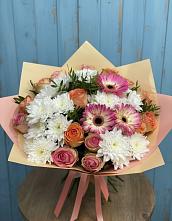 Букет цветов из:  Розы, Герберы и Хризантемы #REPLACE_PRED# Слюдянке