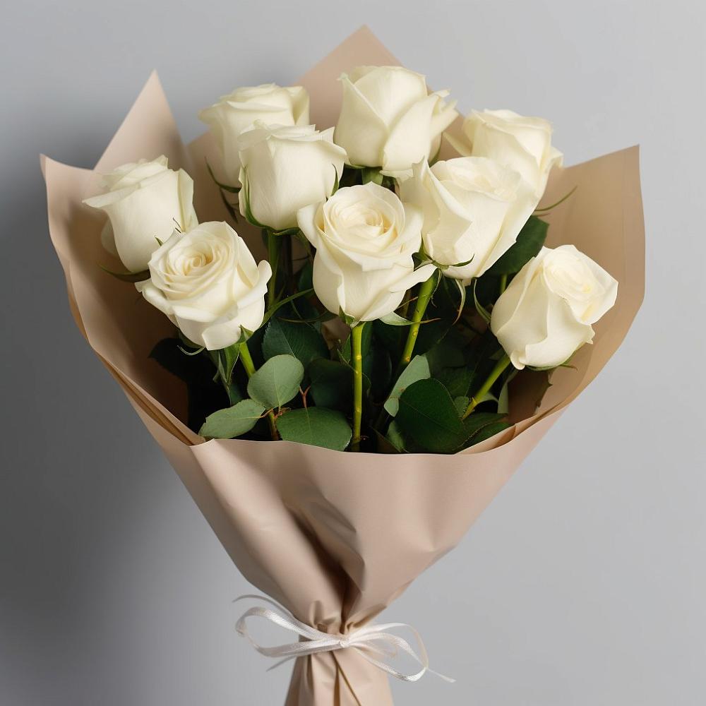 Букет 9 Белых роз Эдлесс Лав в Слюдянке