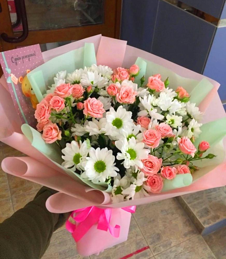 Букет цветов из: Розы и Хризантемы в Слюдянке