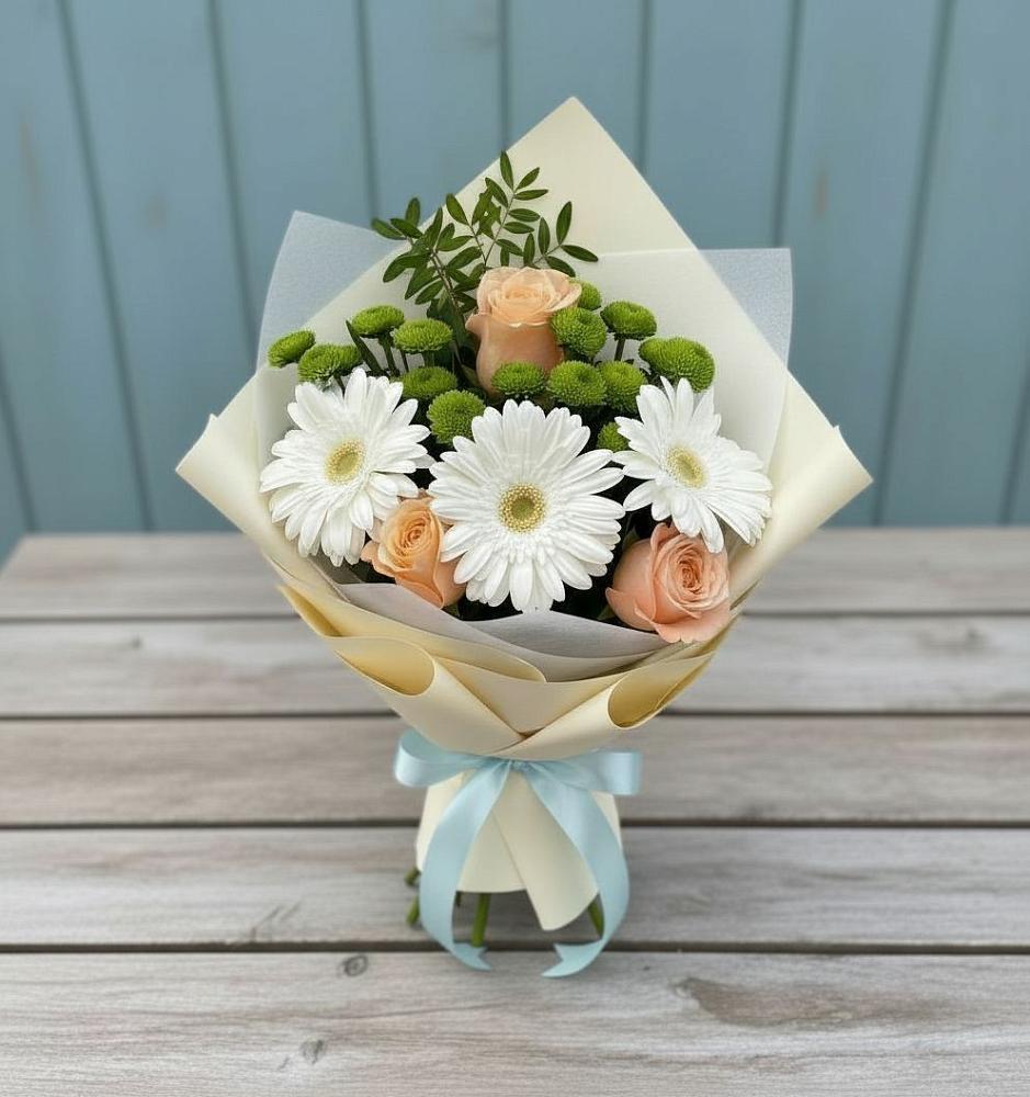 Букет цветов из: Герберы, Розы и Хризантемы в Слюдянке