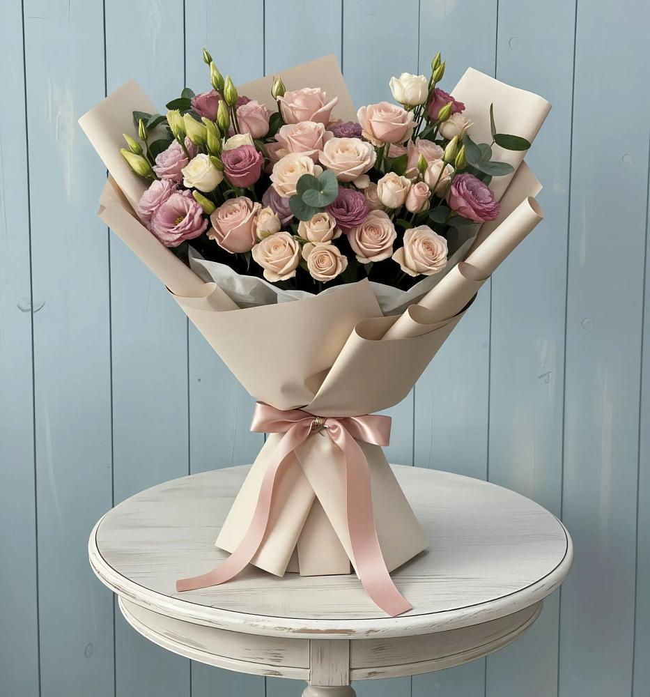 Букет цветов из: Розы и Лизиантусы в Слюдянке