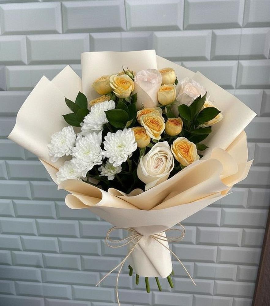 Букет цветов из: Розы и Хризантемы в Слюдянке