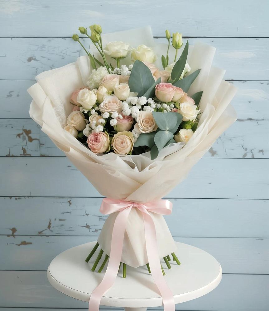 Букет цветов из: Розы и Лизиантусы в Слюдянке