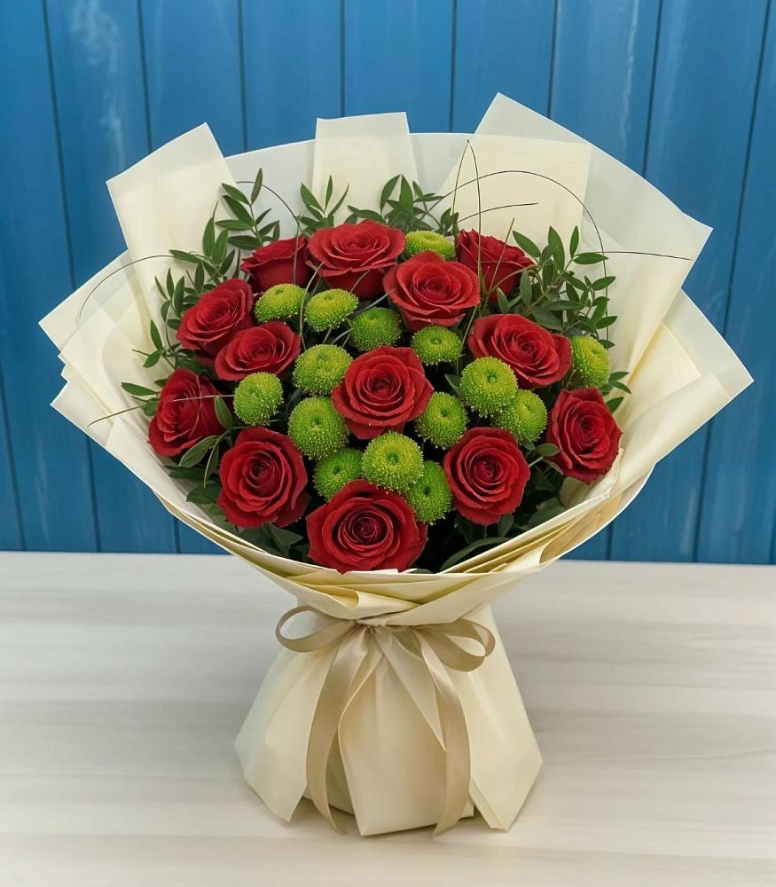 Букет цветов из: Розы и Хризантемы в Слюдянке