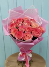 Букет 15 Розовых роз Равель в Слюдянке